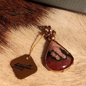 Starfire Designs Rhodochrosite Stone Pendant, Handcrafted, $300